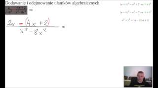 Dodawanie i odejmowanie ułamków algebraicznych 5 [upl. by Suez]