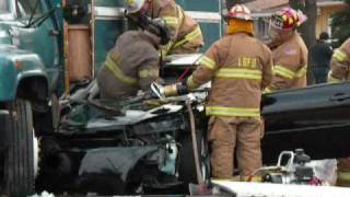 CAR VS TRUCK WITH EXTRICATION START TO FINISH LAKE STATION INDIANA [upl. by Ahseya977]