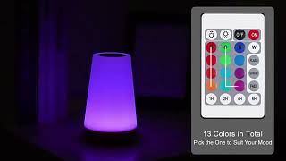 13 Color Changing Night Light RGB Remote Control Touch Dimmable [upl. by Aires]