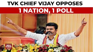 Actor Vijay Slams DMKs Poll Promises Opposes One Nation One Election  India Today [upl. by Ocsirf]