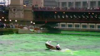 Dyeing the Chicago River Green for St Patricks Day 2010 [upl. by Hteazile]