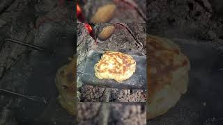 Fresh warm bread with honey butter the best thing ever 🤤 Outdoorboys yt camping fyp adventure [upl. by Chavey]