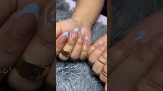 Blue Frenchies 🤍💙❄️ blue frenchtip nails [upl. by Anihs]