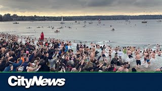 Vancouvers annual Polar Bear Swim returns to English Bay after two years [upl. by Neelav673]