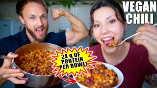 Easy Vegan Chili 🔥 Perfect For Fall 🍁 High Protein Recipe [upl. by Ecenaj]