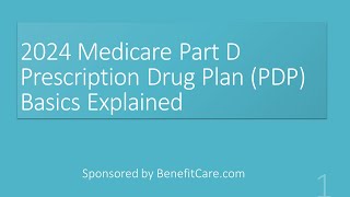 2024 Medicare Prescription Drug Plans PDPs Basics Explained [upl. by Ecirtaed]