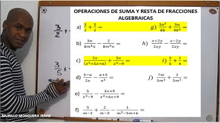 OPERACIONES DE SUMA Y RESTA DE FRACCIONES ALGEBRAICAS [upl. by Elin764]