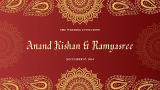 Anand Krishna weds Ramyasree Wedding Ceremony  7th Dec 2024  Live Starts On 630 PM [upl. by Bibbye]