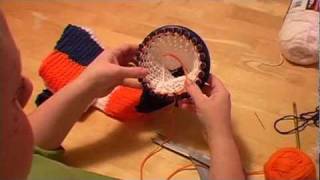 Knitting A Scarf on Round Loom Part 2 changing color [upl. by Tannen493]