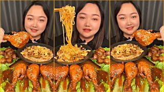 Spicy Food Chicken Noodles Meatballs MUKBANG ASMR [upl. by Hpesojnhoj]