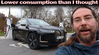 BMW iX 40  71 kWh  130 kmh range test Autobahn at 5°C [upl. by Irakuy]