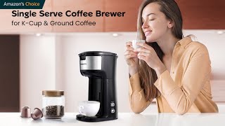 Famiworths Single Serve Coffee Maker For K Cup And Ground Coffee  Single Serve Coffee Maker [upl. by Sorac]