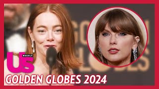 Emma Stone On Taylor Swift Reacting To Her Golden Globes Win amp Playing Bella In Poor Things [upl. by Marquez712]