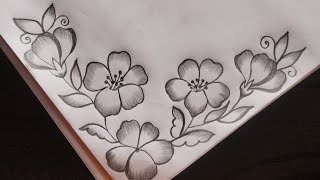 How to draw flower border design  Project design by pencilA4 sheetfront page designflower design [upl. by Iver64]