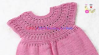 LETS KNIT THIS BEAUTIFUL BABY LUCY DRESS easy knit pattern by KNITTING FOR BABY various sizes [upl. by Quartus]