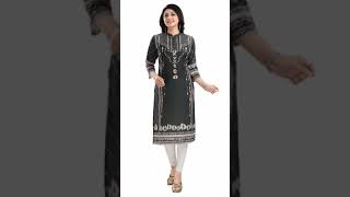 Womens 34th Sleeve Masleen Tunic Long Kurti Olive Green [upl. by Nodnyl795]