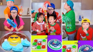 Merry Christmas vs Emoji cake ice cream challenge 🍨 funny by Ethan Funny Family [upl. by Oriole979]