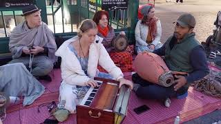 Premanjali Chants Hare Krishna in Union Square and Kids Play Shakers and Devotees Dance [upl. by Nwonknu]