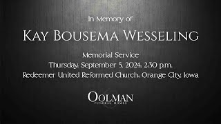 Memorial Service Kay Bousema Wesseling [upl. by So]