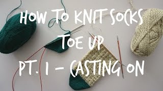 How to Knit Toe Up Socks  Part 1 Casting on [upl. by Tebazile]