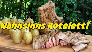 Dry aged Kotelett vom Kräuterschwein mit gefüllten Kartoffeln [upl. by Gibeon]