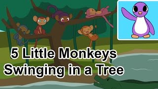 5 Little Monkeys Swinging in a Tree Poem  Bright New Day Productions [upl. by Nikolaos755]