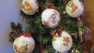 Palline per lalbero di Natale DIY decoupage [upl. by Orford445]