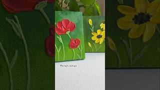 Impasto flowers  acrylic painting For beginners impasto texture minipainting art acrylic diy [upl. by Yalcrab]