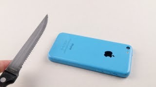 iPhone 5C Knife Scratch Screen Test [upl. by Wyck]