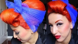 Vintage Pinup Hair Tutorial Beehive Bouffant [upl. by Jarek719]