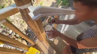 Painting Primer and Protection for the Deck House of Mia Kaloka  42824 house fypシ [upl. by Arateehc]