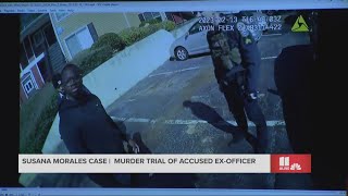 Bodycam footage of exofficers being picked up for questioning shown in court [upl. by Aimej]