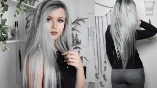 GraySilver with dark roots Hair Tutorial  VpFashioncom [upl. by Llerrehc633]