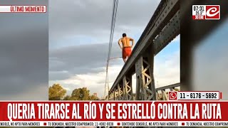 Quiso tirarse al río desde un puente y cayó al asfalto mirá cómo quedó [upl. by Phira]