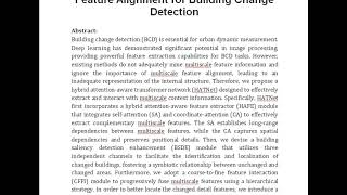 Hybrid Attention Aware Transformer Network Collaborative Multiscale Feature Alignment for Building C [upl. by Pat]