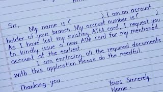 Application To Bank Branch Manager For ATM CARD In English  New ATM Card Request LetterApplication [upl. by Eidahs]