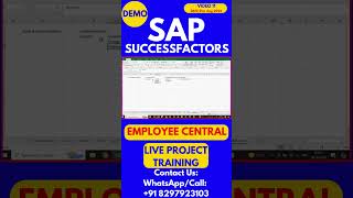 SAP SuccessFactors Employee Central Training Video 11 Date 21st Aug 2024 sapsuccessfactorstraining [upl. by Nira]