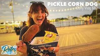 Disney’s Pickle Dog At Blue Ribbon Corn Dogs On National Pickle Day  Disney Vlog  Disney Food [upl. by Ahtabbat]