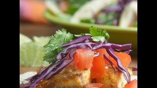 Broiled Fish Tacos with ChipotleLime Dressing [upl. by Namrehs]