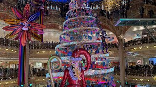 Vitrine et sapin de Noël aux Galeries Lafayette et printemps 2023 paris 4k [upl. by Haily996]