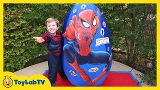 Giant Egg Surprise Opening Huge Surprise Egg with Toys and Silly String Fun Family Video for Kids [upl. by Einhapets]