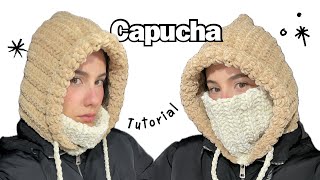 Capucha con Cuello a Crochet  ¡Para Principiantes  Tutorial Hebras crochet [upl. by Geordie]