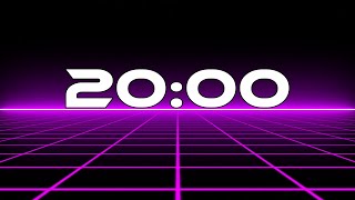 20 minute Timer with Electronic Music  Retrowave Countdown Alarm Beep at the end [upl. by Anirehtac]