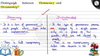 Distinguish between Democracy and Dictatorship Democracy Dictators [upl. by Nagrom]