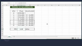 CÁLCULO PERIODO DE RECUPERACIÓN EN EXCEL  Evaluación de proyectos de inversión [upl. by Asilanom]