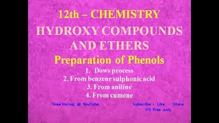 Preparation of PhenolsDows processFrom benzene sulphonic acidFrom anilineFrom cumene  in Tamil [upl. by Lahcsap]