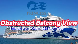 Room Tour Royal Princess Stateroom Emerald 625 Obstructed Balcony [upl. by Nieberg]