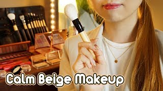 ASMR Calm Beige Makeup🍂 hair brushing hair styling [upl. by Halie]