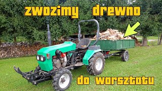 Traktor Elpol k1 i przyczepka z kiprem wozimy drewno do kotłowni jazda [upl. by Dygall385]