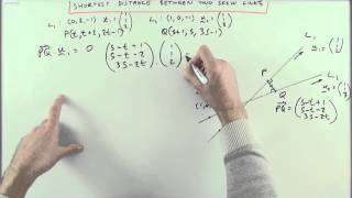 Shortest distance between two skew lines in 3D space [upl. by Kassity714]